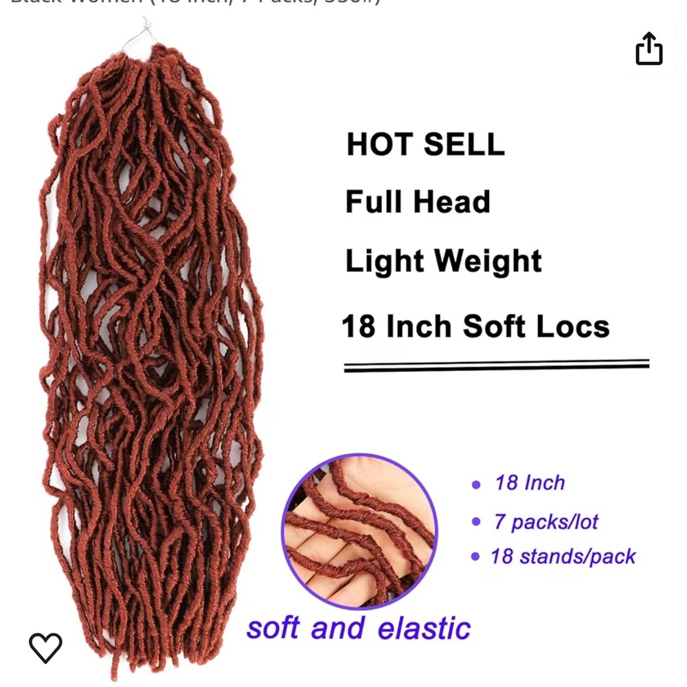 18 Inch 7 Packs Natural Black New Faux Locs, Soft Locs Crochert Hair NEW
